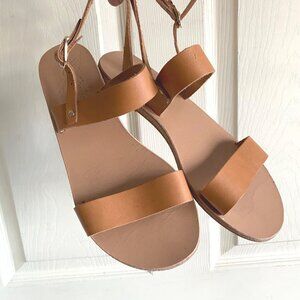 size 37‎ Ancient Greek Clio double ban sandals tan/beige leather ankle strap
